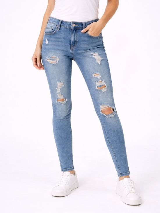 7 For All Mankind Denim - 7 For All Mankind Light Blue Distressed Skinny Jeans